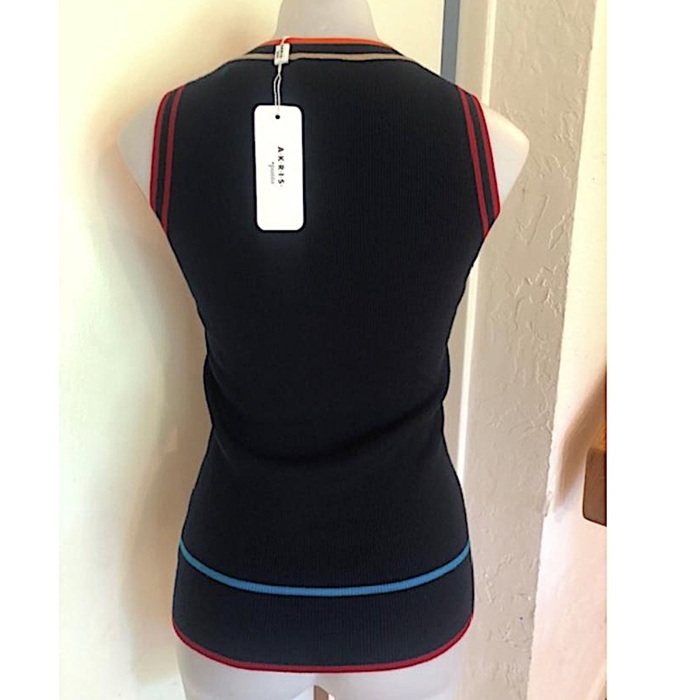 Akris Punto Women's Blue Colorblock Rib Knit Tank Top - Picture 7 of 10